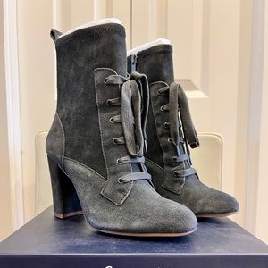 Splendid Hacken Lace Up Boots in Stone Suede size 5 1/2